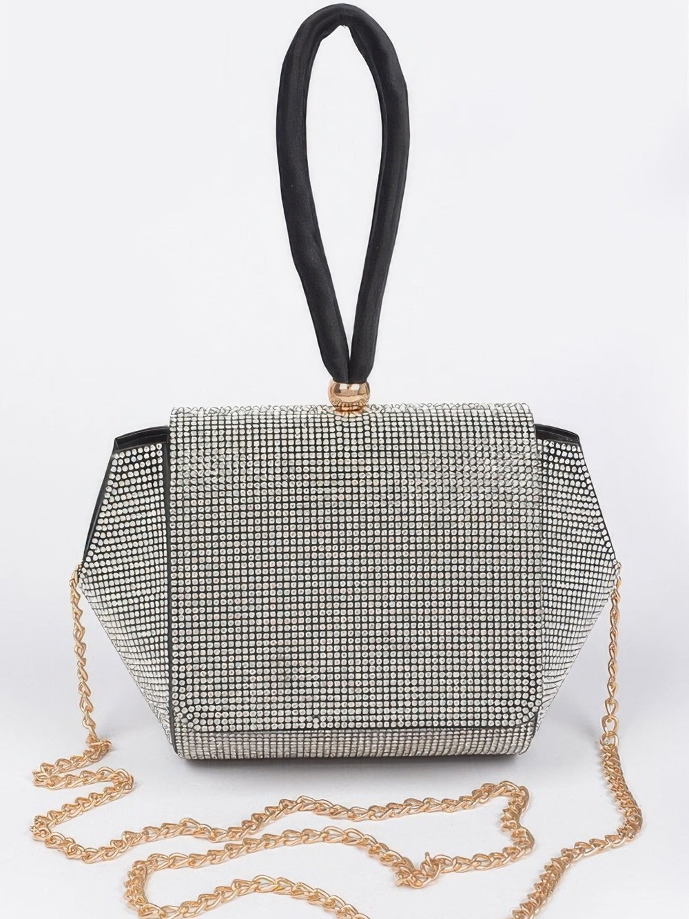 Rhinestone Wrist Band Flap Clutch